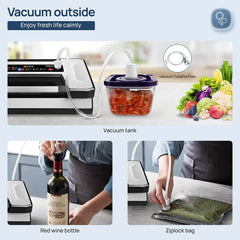 Kitchen Household Food Vacuum Sealer Packaging Machine Include 2 rolls Vacuum packed bags